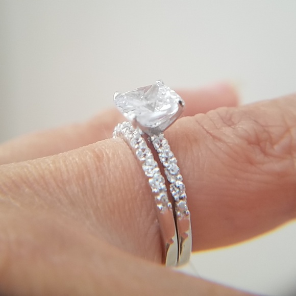 2ct Cushion cut Engagement Ring Wedding Band 2pc - Picture 4 of 9